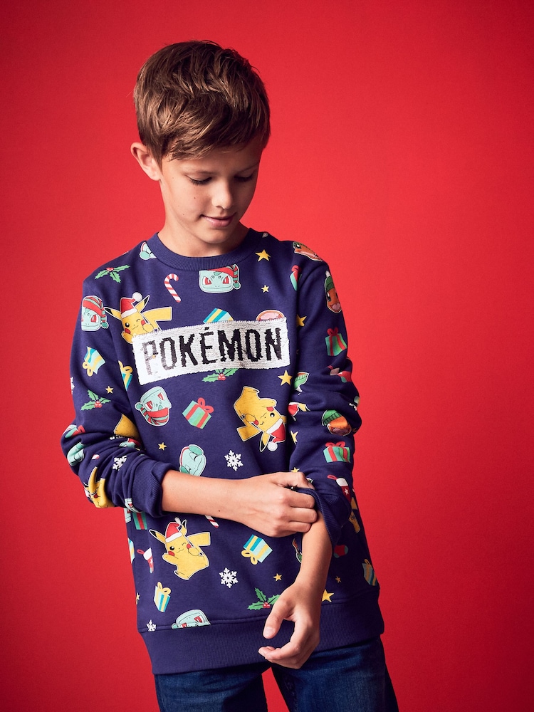 Marineblå - Jul Pokémon License Crew Sweatshirt (3-16år) - Image 1 of 8