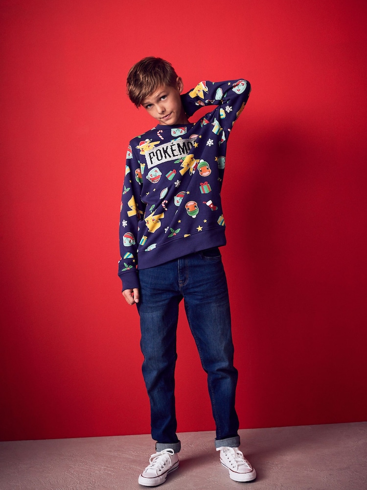 Marineblå - Jul Pokémon License Crew Sweatshirt (3-16år) - Image 2 of 8