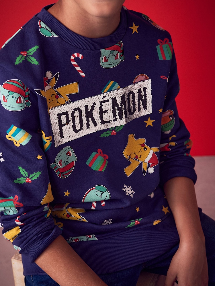 Marineblå - Jul Pokémon License Crew Sweatshirt (3-16år) - Image 4 of 8
