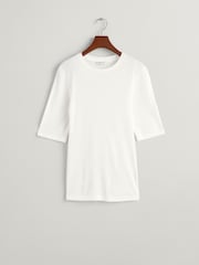 GANT White Fitted Lightweight T-Shirt - Image 5 of 5