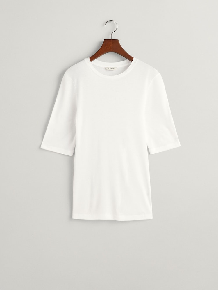 GANT White Fitted Lightweight T-Shirt - Image 5 of 5