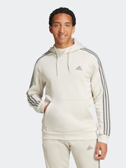 adidas Cream Essentials Fleece 3-Stripes 100% Cotton Hoodie - Image 1 of 7