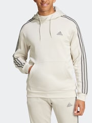 adidas Cream Essentials Fleece 3-Stripes 100% Cotton Hoodie - Image 2 of 7