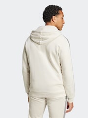 adidas Cream Essentials Fleece 3-Stripes 100% Cotton Hoodie - Image 3 of 7