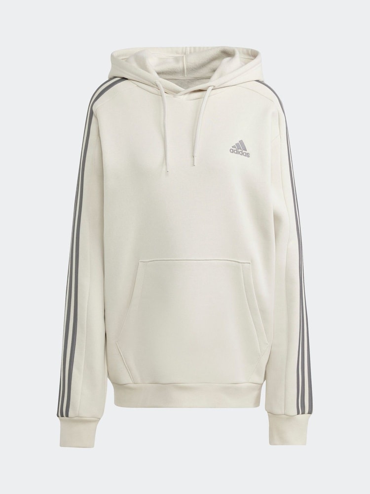 adidas Cream Essentials Fleece 3-Stripes 100% Cotton Hoodie - Image 7 of 7