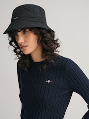 GANT Navy Blue Stretch Cotton Cable Knit Jumper - Image 5 of 6