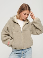 Superdry Brown Borg Boxy Zip Hoodie - Image 1 of 6