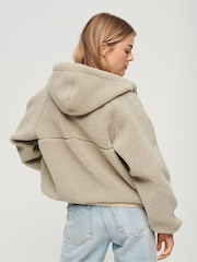 Superdry Brown Borg Boxy Zip Hoodie - Image 2 of 6