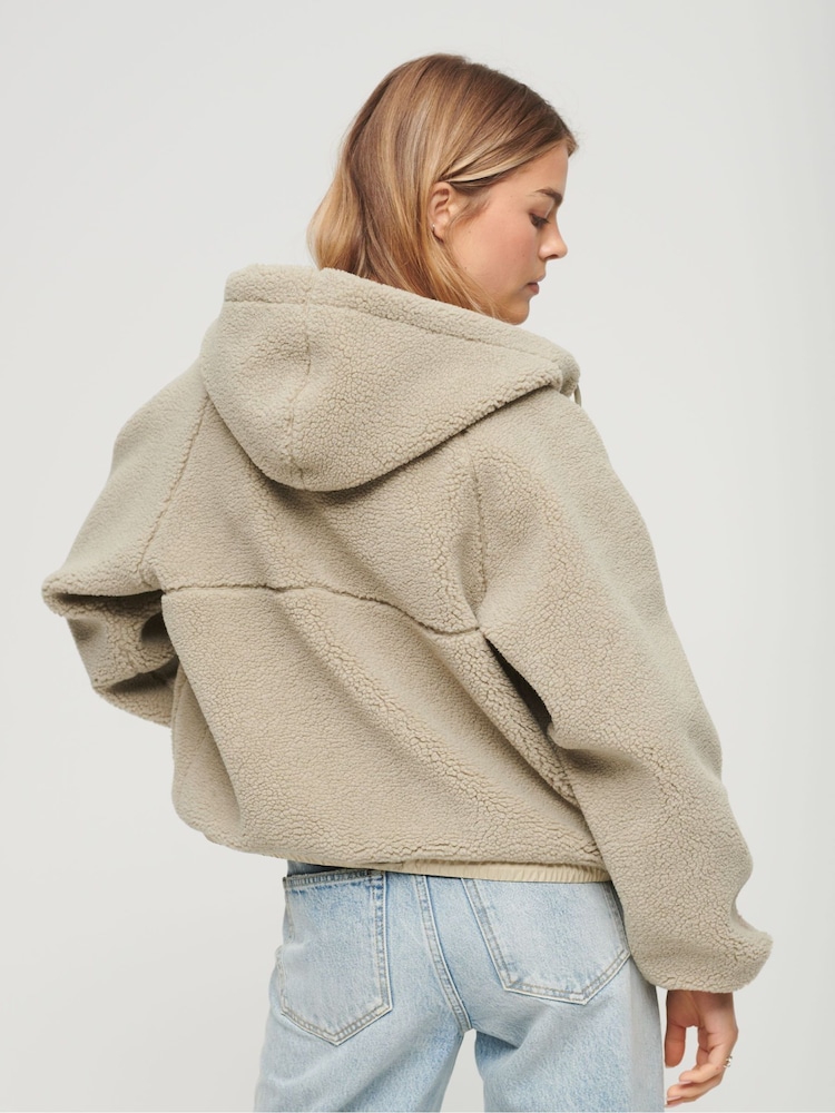 Superdry Brown Borg Boxy Zip Hoodie - Image 2 of 6