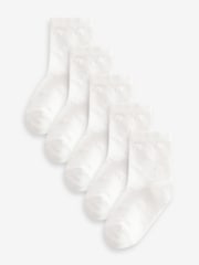 White 5 Pack Cotton Rich Star Texture Ankle Socks - Image 1 of 7