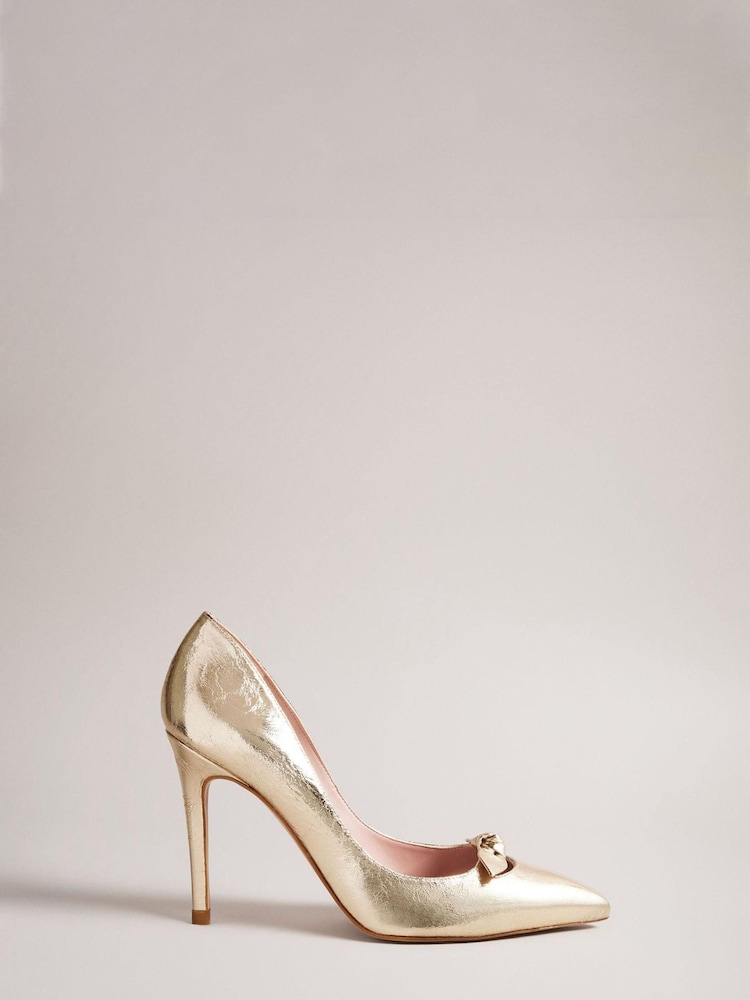 Ted Baker Gold Telila Bow Court Shoes - 100mm - Image 1 of 5