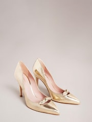 Ted Baker Gold Telila Bow Court Shoes - 100mm - Image 2 of 5
