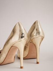 Ted Baker Gold Telila Bow Court Shoes - 100mm - Image 3 of 5