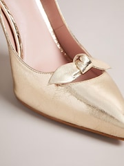 Ted Baker Gold Telila Bow Court Shoes - 100mm - Image 4 of 5