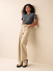 Animal Print/Natural Neutral/Grey 100% Cotton Essential Crew Neck T-Shirts 3 Pack - Image 3 of 9