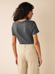 Animal Print/Natural Neutral/Grey 100% Cotton Essential Crew Neck T-Shirts 3 Pack - Image 4 of 9