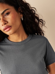 Animal Print/Natural Neutral/Grey 100% Cotton Essential Crew Neck T-Shirts 3 Pack - Image 5 of 9