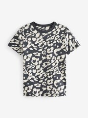 Animal Print/Natural Neutral/Grey 100% Cotton Essential Crew Neck T-Shirts 3 Pack - Image 7 of 9