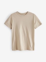 Animal Print/Natural Neutral/Grey 100% Cotton Essential Crew Neck T-Shirts 3 Pack - Image 8 of 9