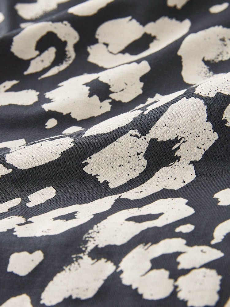 Animal Print/Natural Neutral/Grey 100% Cotton Essential Crew Neck T-Shirts 3 Pack - Image 9 of 9