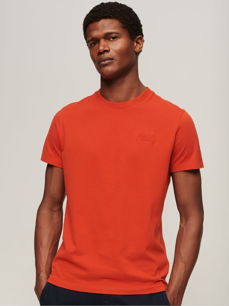 Superdry Dark Orange Vintage Logo Embroided T-Shirt - Image 1 of 4