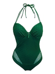 Pour Moi Green Castaway Adjustable Halter Underwired Swimsuit - Image 4 of 5