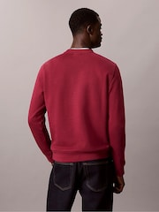 Sarkans - Calvin Klein kokvilnas flīsa reljefs Džemperis - Attēls 2 no 3