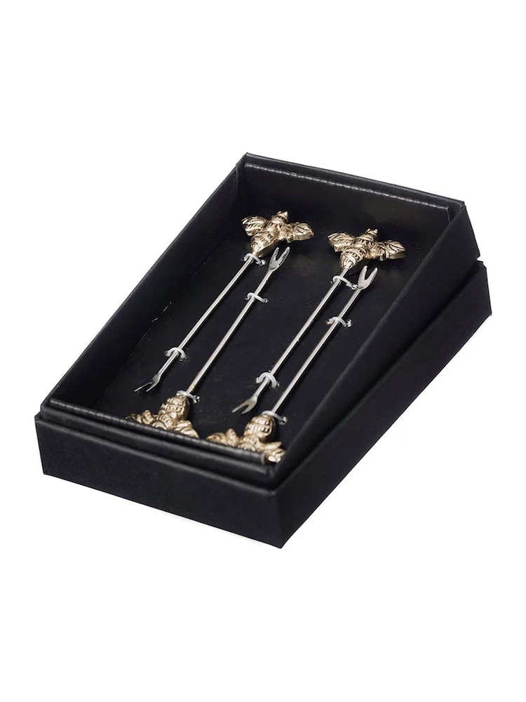 Selbrae House Set of 4 Gold Bee Olive Picks - Image 6 of 6