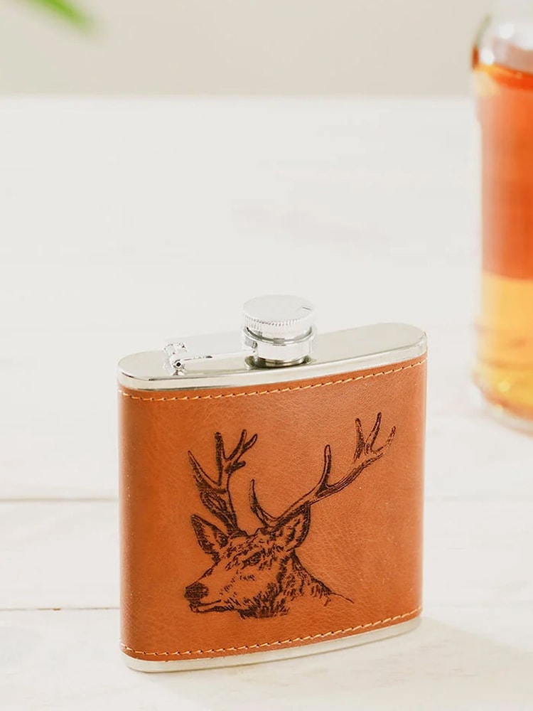 Selbrae House Tan Stag Leather Hip Flask - Image 2 of 4 Selbrae House Tan Stag Leather Hip Flask - Image 2 of 4