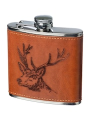 Selbrae House Tan Stag Leather Hip Flask - Image 3 of 4