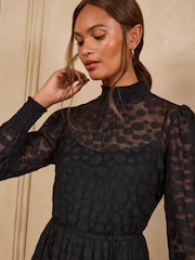 Love & Roses Black Spot Mesh Mini Dress - Image 2 of 5