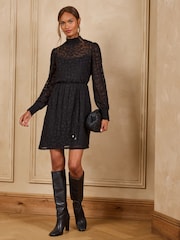 Love & Roses Black Spot Mesh Mini Dress - Image 3 of 5