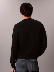 Calvin Klein Black Relaxed Cotton Monologo Graphic Jumper - Image 4 of 4