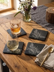 Selbrae House Set of 4 Black Bee Slate Coasters - Image 3 of 6