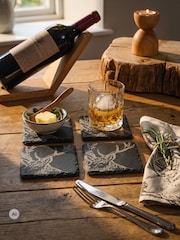 Selbrae House Set of 4 Black Stag Slate Coasters - Image 3 of 6
