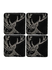 Selbrae House Set of 4 Black Stag Slate Coasters - Image 6 of 6