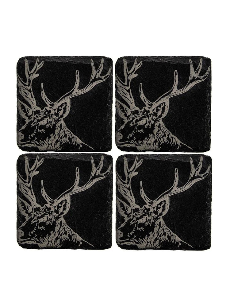 Selbrae House Set of 4 Black Stag Slate Coasters - Image 6 of 6 Selbrae House Set of 4 Black Stag Slate Coasters - Image 6 of 6