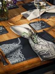 Selbrae House Set of 4 Black Highland Cow Slate Coasters - Image 2 of 6