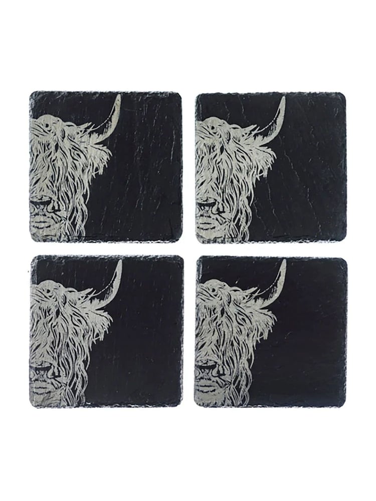 Selbrae House Set of 4 Black Highland Cow Slate Coasters - Image 6 of 6 Selbrae House Set of 4 Black Highland Cow Slate Coasters - Image 6 of 6