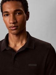 Crno - Calvin Klein Slim Cotton Long Sleeve Polo Shirt - Slika 3 od 6