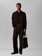 Crno - Calvin Klein Slim Cotton Long Sleeve Polo Shirt - Slika 4 od 6