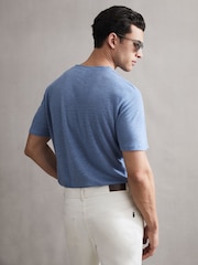 Reiss Dove Blue Venice Linen Crew Neck T-Shirt - Image 5 of 5