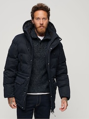 Superdry Blue Hooded Parka Jacket - Image 1 of 5