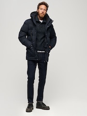 Superdry Blue Hooded Parka Jacket - Image 3 of 5