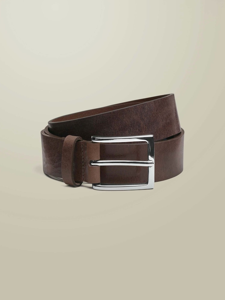 Charles Tyrwhitt Chocolate Brown Leather Made In England Chino Belt - Image 1 of 2