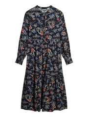 Superdry Blue Long Sleeve Tiered Midi Dress - Image 4 of 6