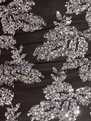 Lipsy X Samie Elishi Black/Silver Mesh Sequin Slash Neck Ruched Top - Image 7 of 7