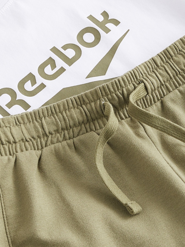 Reebok Junior Logo 100% Cotton White/Khaki T-Shirt and Shorts Set - Image 10 of 10 Reebok Junior Logo 100% Cotton White/Khaki T-Shirt and Shorts Set - Image 10 of 10