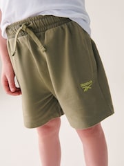 Reebok Junior Logo 100% Cotton White/Khaki T-Shirt and Shorts Set - Image 5 of 10