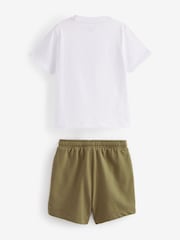 Reebok Junior Logo 100% Cotton White/Khaki T-Shirt and Shorts Set - Image 9 of 10